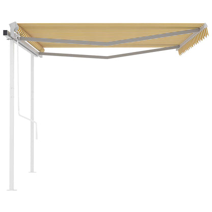 Store latéral vidaXL rétractable automatique avec poteaux 4x3 m jaune et blanc