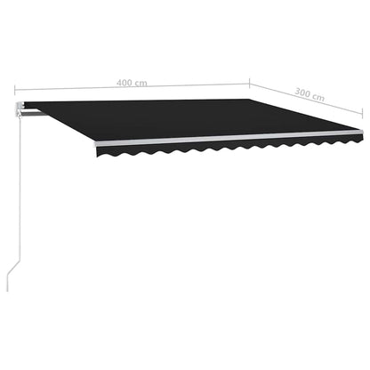 vidaXL Markise Automatisch Einziehbar mit Pfosten 4x3 m Anthrazit
