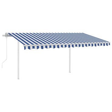 Store banne électrique vidaXL avec LED et capteur de vent 4x3 m bleu et blanc