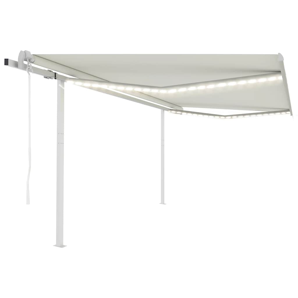 vidaXL Store banne automatique avec LED et capteur de vent 4x3 m Crème