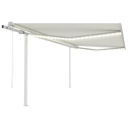 vidaXL Store banne automatique avec LED et capteur de vent 4x3 m Crème