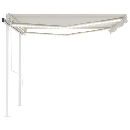 vidaXL Store banne automatique avec LED et capteur de vent 4x3 m Crème