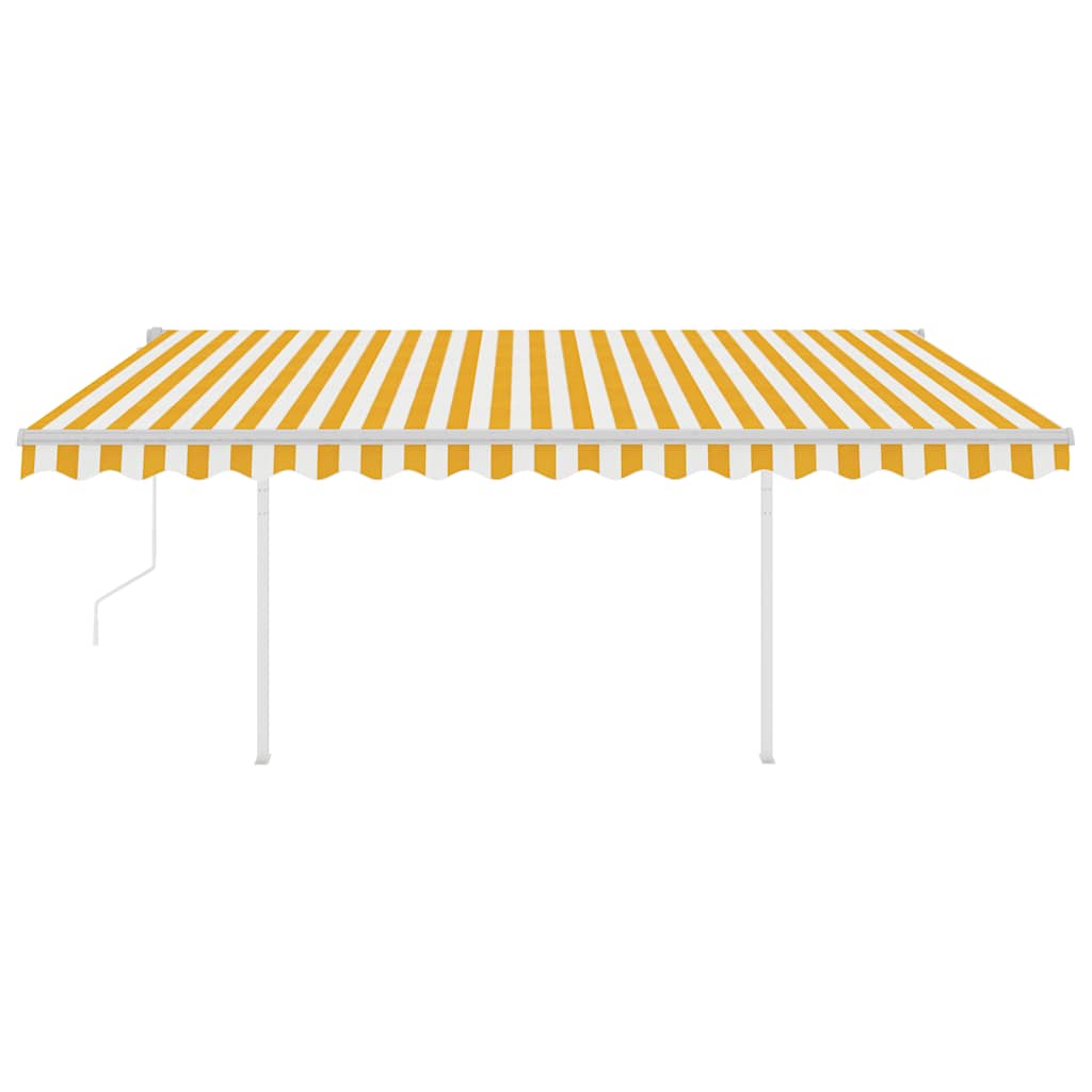 Store banne motorisé vidaXL avec LED et capteur de vent 4x3 m jaune et blanc