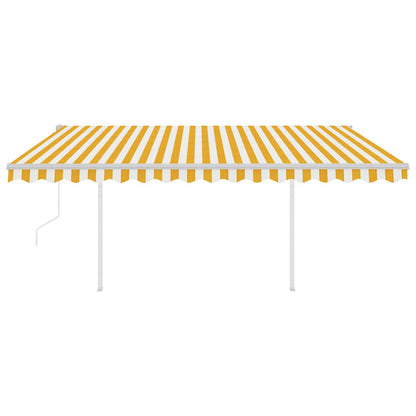 Store banne motorisé vidaXL avec LED et capteur de vent 4x3 m jaune et blanc