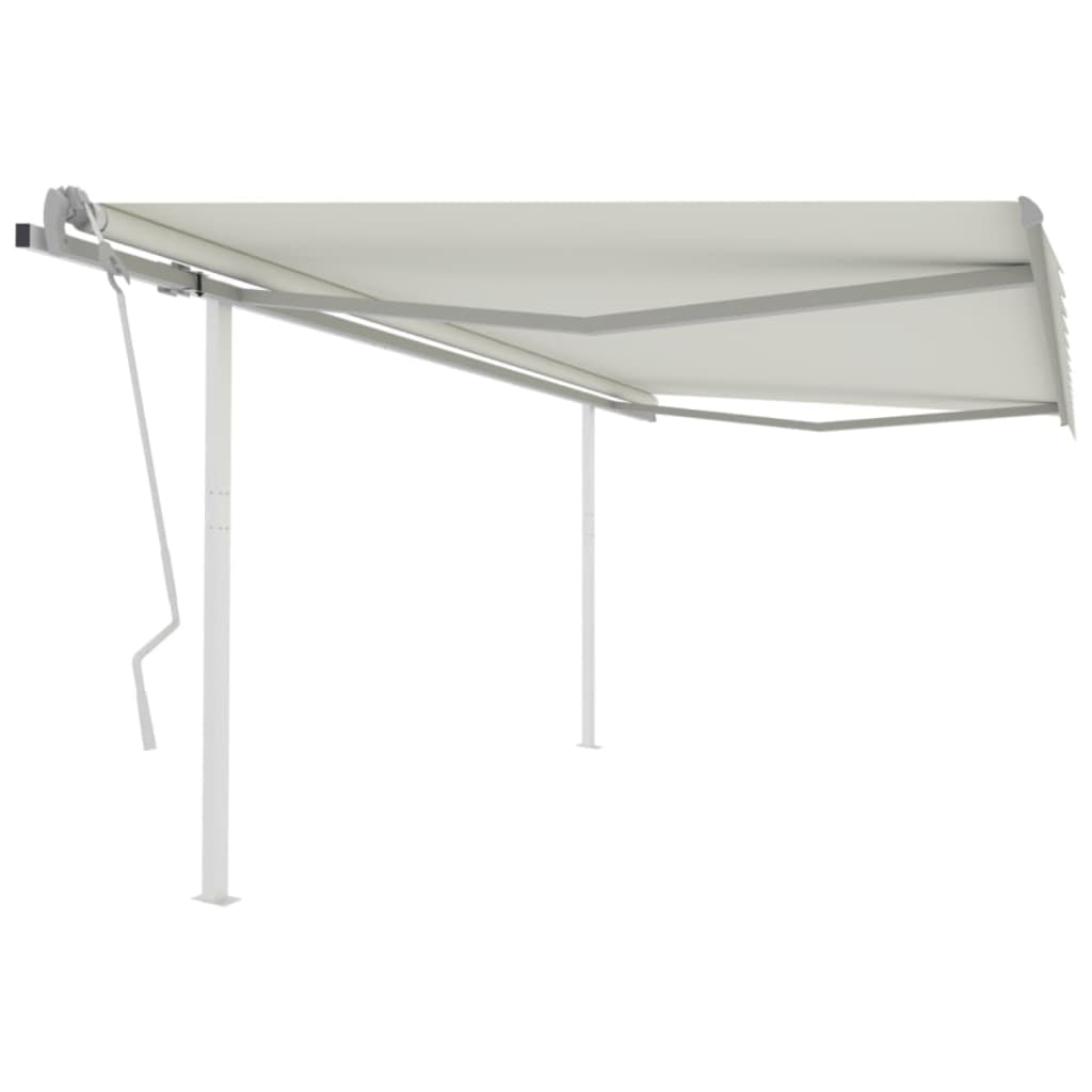 vidaXL Auvent manuel rétractable avec poteaux 4,5x3 m Crème
