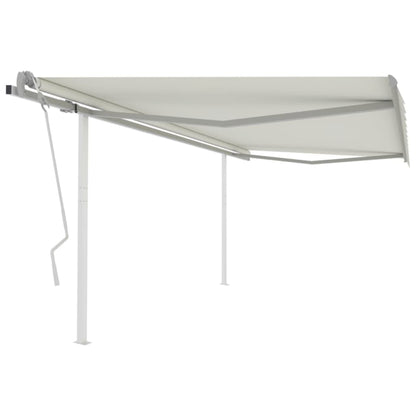 vidaXL Auvent manuel rétractable avec poteaux 4,5x3 m Crème