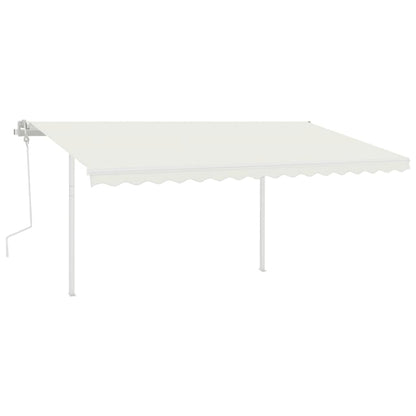 vidaXL Auvent manuel rétractable avec poteaux 4,5x3 m Crème