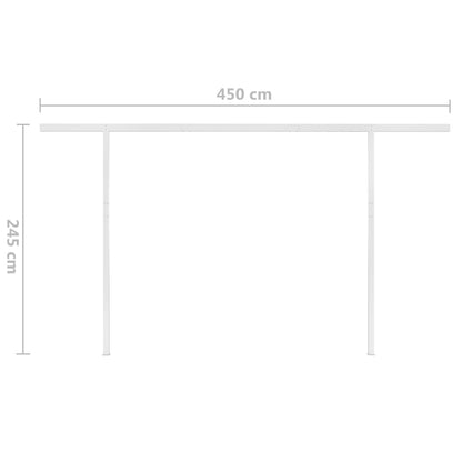 vidaXL Auvent manuel rétractable avec poteaux 4,5x3 m Crème