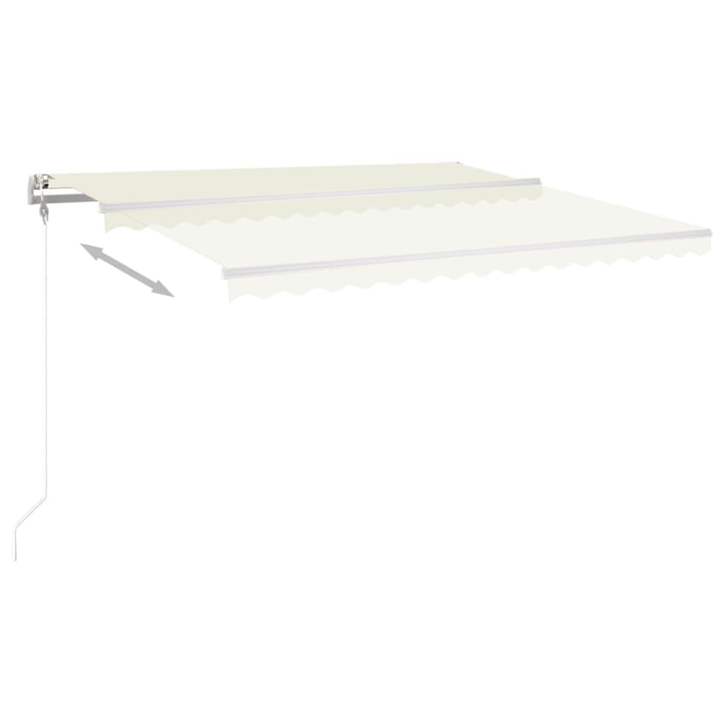 vidaXL Auvent manuel rétractable avec poteaux 4,5x3 m Crème