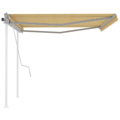 vidaXL Store manuel rétractable avec poteaux 4,5x3 m Jaune et blanc