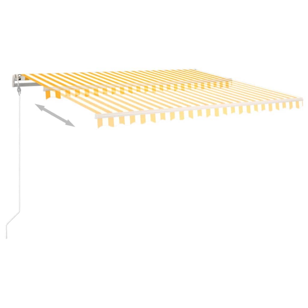 vidaXL Store manuel rétractable avec poteaux 4,5x3 m Jaune et blanc