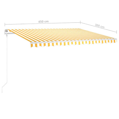 vidaXL Store manuel rétractable avec poteaux 4,5x3 m Jaune et blanc