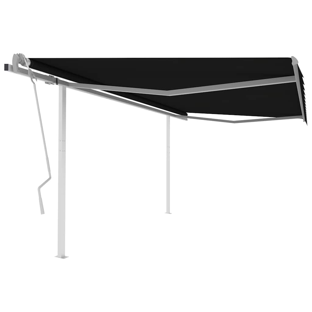 vidaXL Store banne manuel avec poteaux 4,5x3 m Anthracite