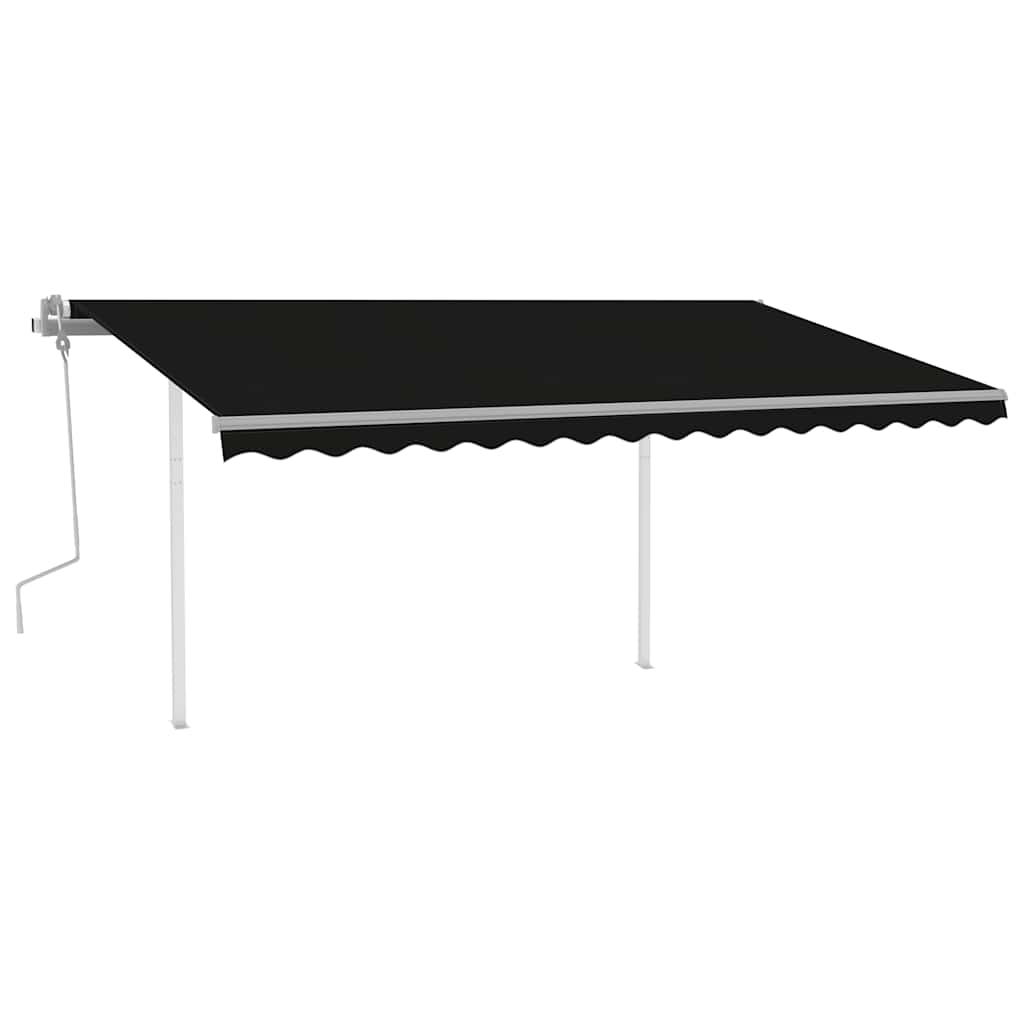 vidaXL Store banne manuel avec poteaux 4,5x3 m Anthracite