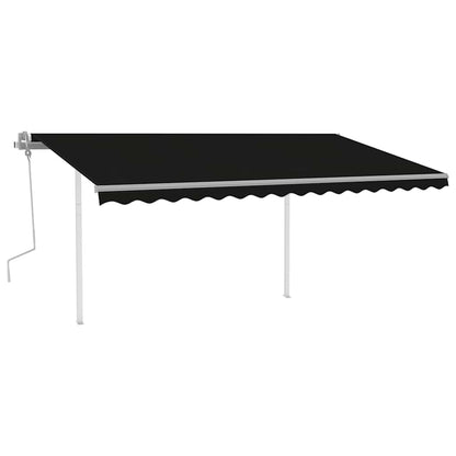 vidaXL Store banne manuel avec poteaux 4,5x3 m Anthracite