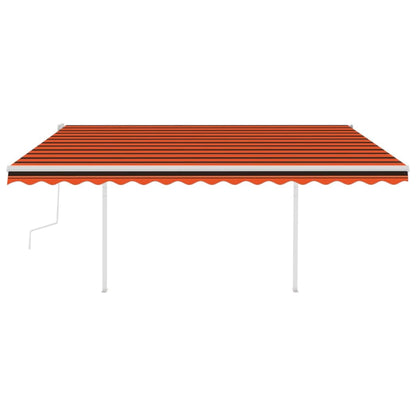 vidaXL Auvent manuel rétractable avec poteaux 4,5x3 m Orange & Marron
