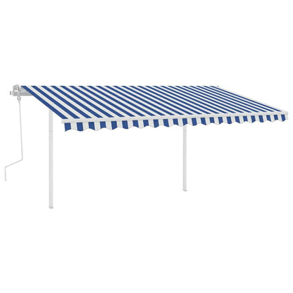 vidaXL Auvent manuel rétractable à LED 4,5x3 m Bleu et blanc
