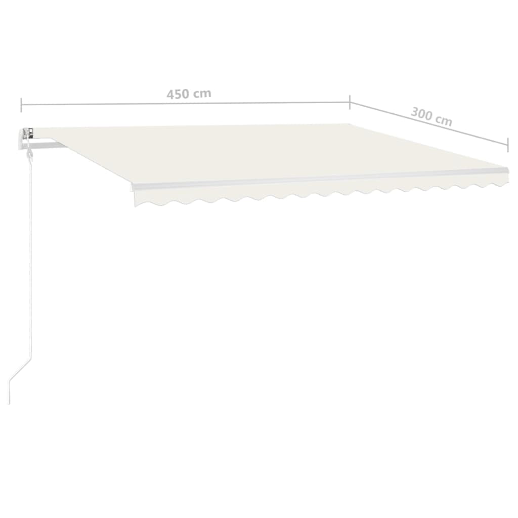 vidaXL Store banne manuel à LED 4,5x3 m Crème