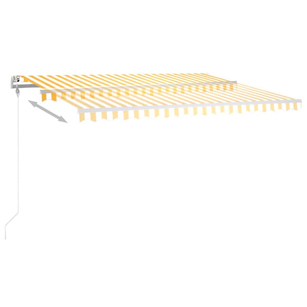 vidaXL Store banne manuel avec LED 4,5x3 m Jaune et Blanc