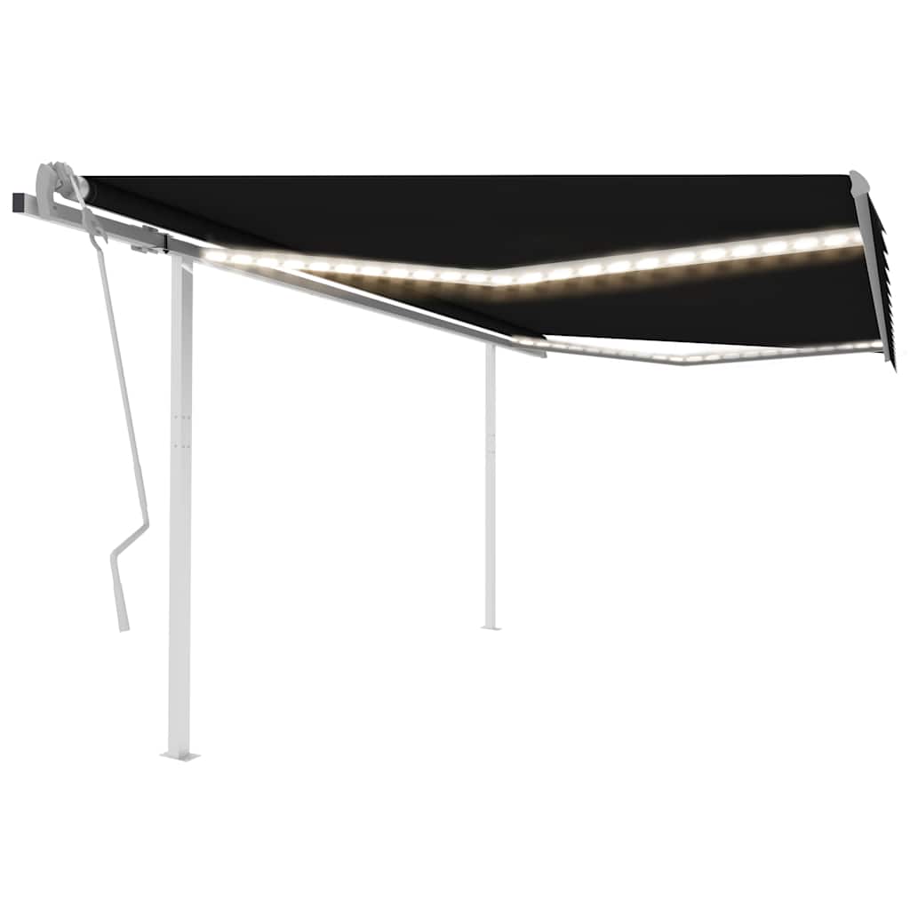 vidaXL Auvent manuel rétractable à LED 4,5x3 m Anthracite