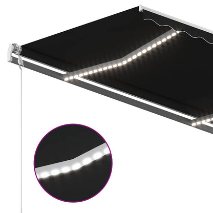 vidaXL Auvent manuel rétractable à LED 4,5x3 m Anthracite