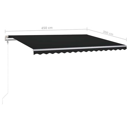 vidaXL Auvent manuel rétractable à LED 4,5x3 m Anthracite