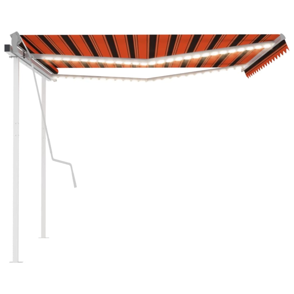 vidaXL Auvent Rétractable Manuel à LED 4,5x3 m Orange & Marron