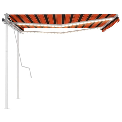 vidaXL Auvent Rétractable Manuel à LED 4,5x3 m Orange & Marron
