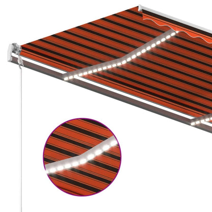 vidaXL Auvent Rétractable Manuel à LED 4,5x3 m Orange & Marron