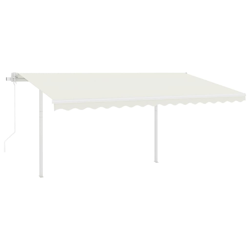 vidaXL Auvent Rétractable Automatique avec Poteaux 4,5x3 m Crème