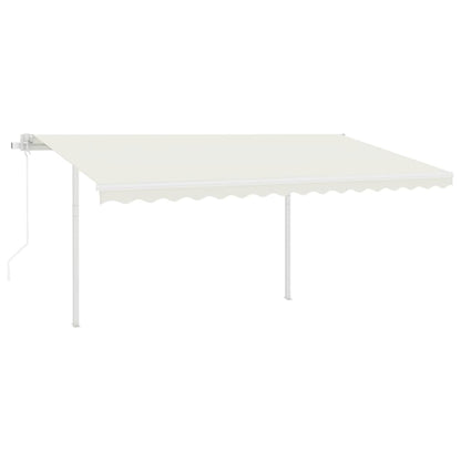 vidaXL Auvent Rétractable Automatique avec Poteaux 4,5x3 m Crème
