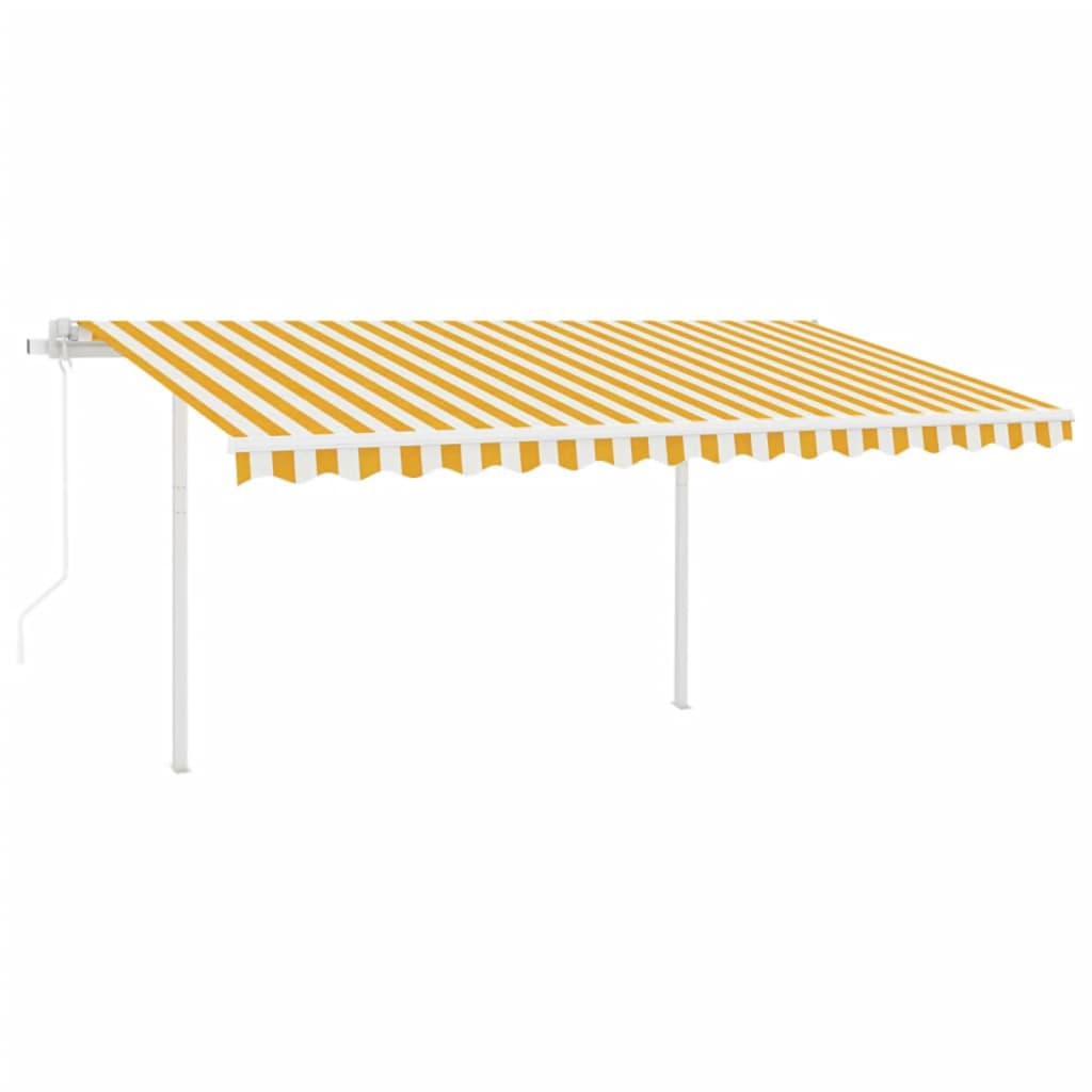 vidaXL Auvent rétractable automatique avec poteaux 4,5x3 m Jaune et Blanc