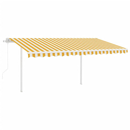 vidaXL Auvent rétractable automatique avec poteaux 4,5x3 m Jaune et Blanc