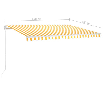 vidaXL Auvent rétractable automatique avec poteaux 4,5x3 m Jaune et Blanc