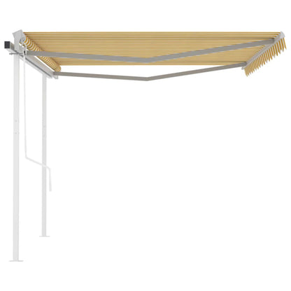vidaXL Auvent rétractable automatique avec poteaux 4,5x3 m Jaune et Blanc