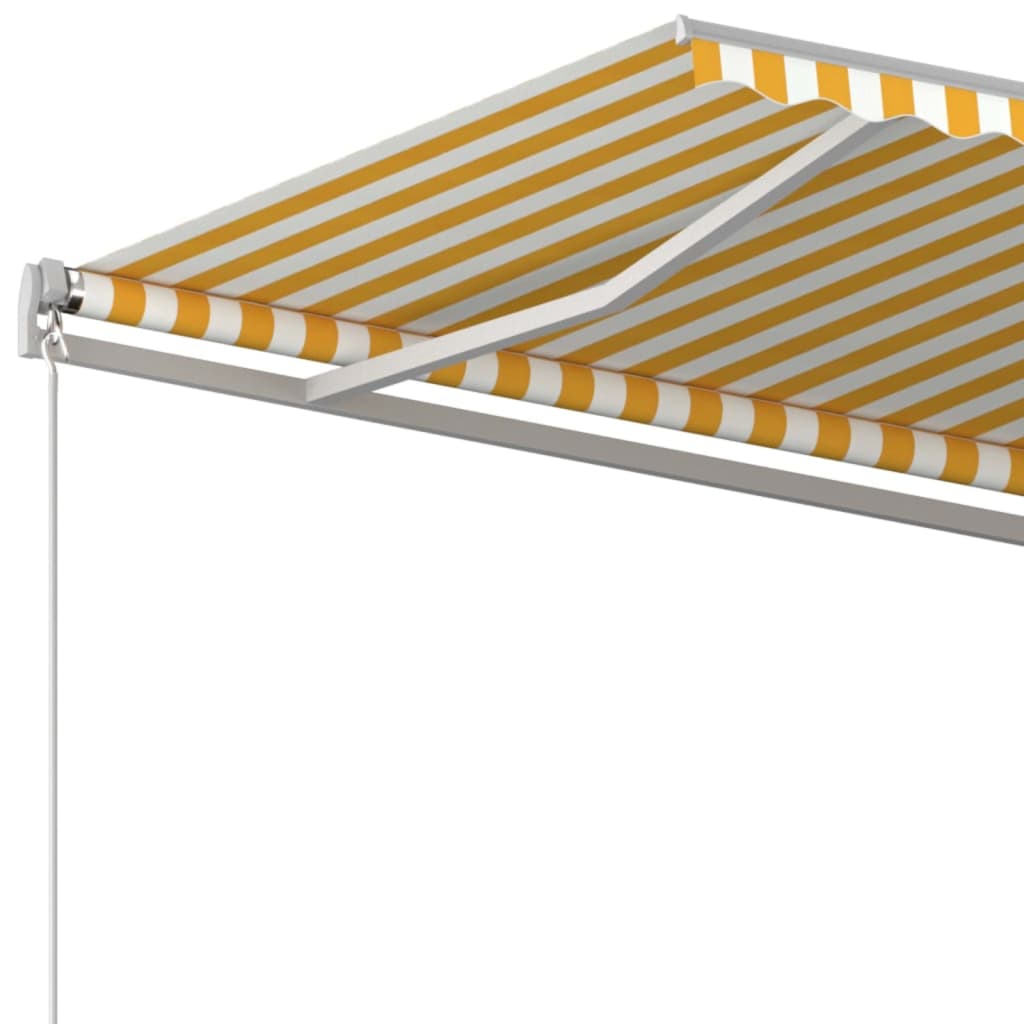 vidaXL Auvent rétractable automatique avec poteaux 4,5x3 m Jaune et Blanc