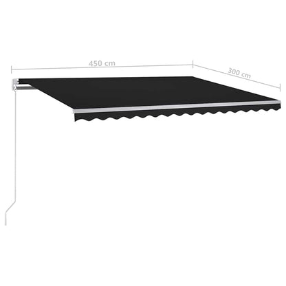 vidaXL Auvent Rétractable Automatique avec Poteau 4,5x3 m Anthracite