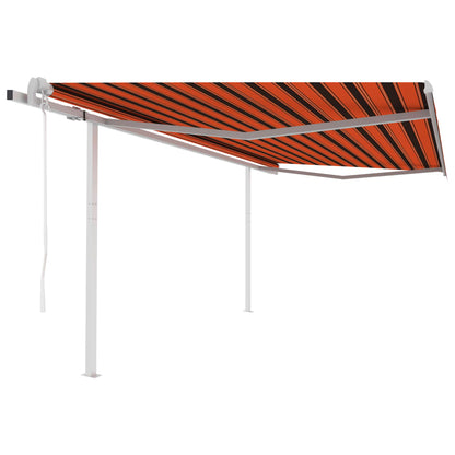 vidaXL Store banne rétractable automatique avec poteaux 4,5x3 m Orange Marron
