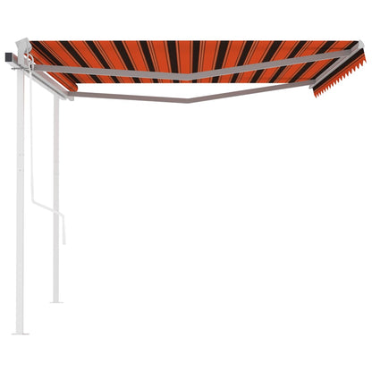 vidaXL Store banne rétractable automatique avec poteaux 4,5x3 m Orange Marron