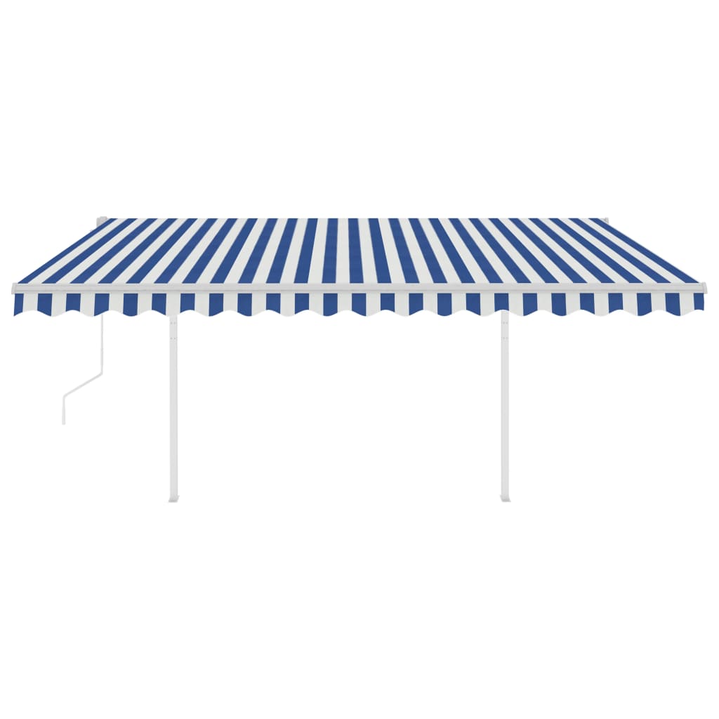 vidaXL Auvent Rétractable Électrique avec LED et Capteur de Vent 4,5x3 m Bleu et Blanc