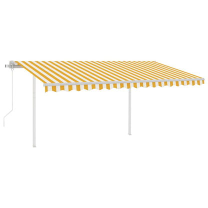 vidaXL Auvent banne motorisé à LED et capteur de vent 4,5x3 m Jaune et blanc