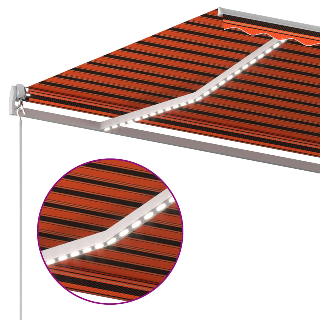 vidaXL Store banne automatique à LED et capteur de vent 4,5x3 m orange marron