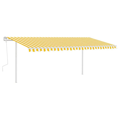vidaXL Auvent manuel rétractable avec poteaux 5x3 m jaune et blanc