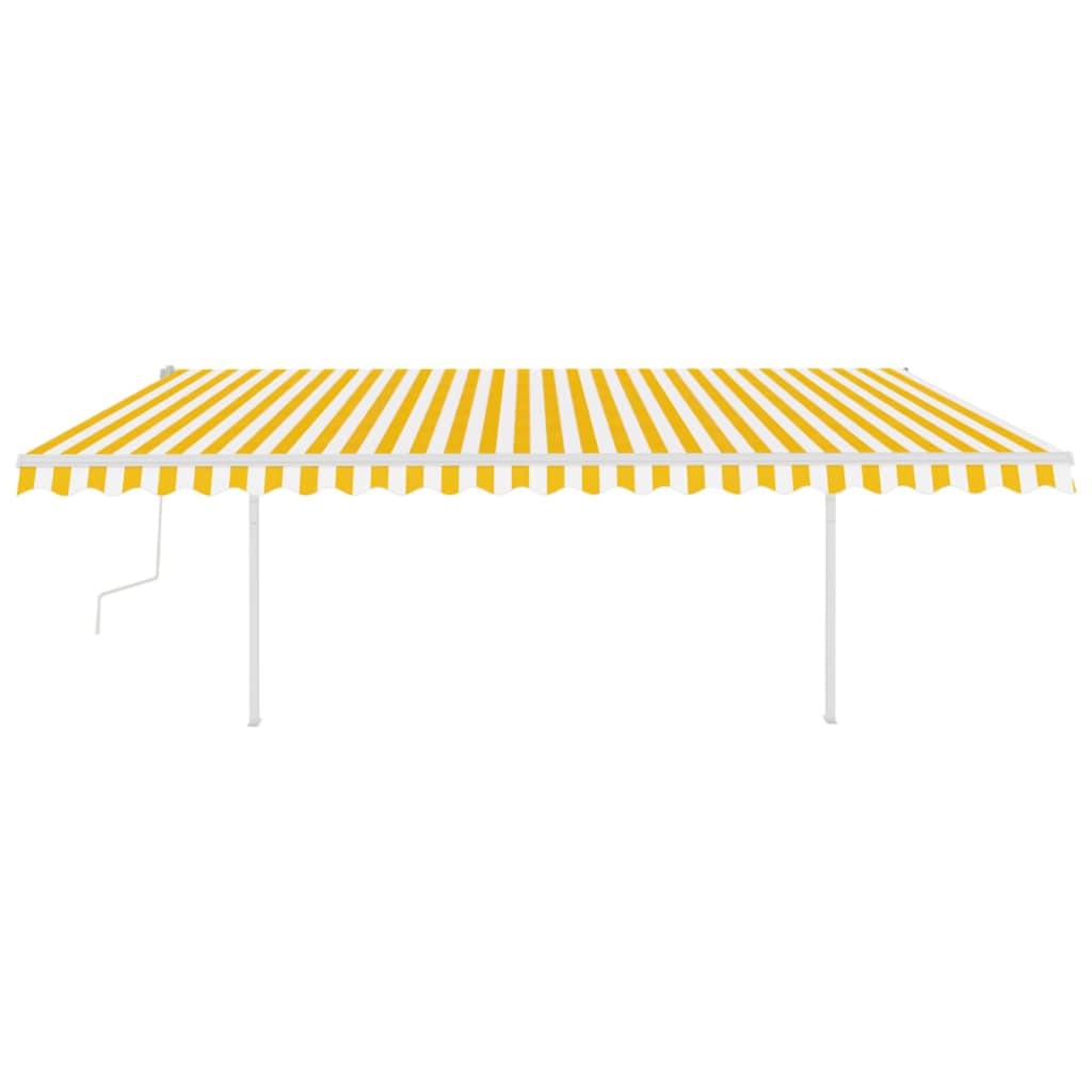 vidaXL Auvent manuel rétractable avec poteaux 5x3 m jaune et blanc