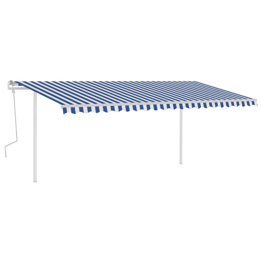 vidaXL Store manuel rétractable à LED 5x3 m bleu et blanc
