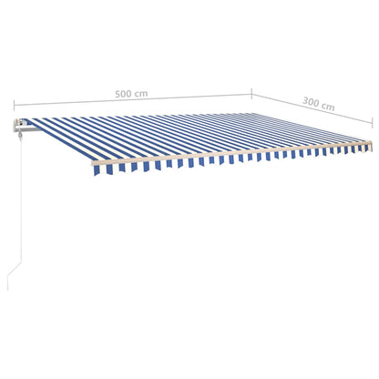 vidaXL Store manuel rétractable à LED 5x3 m bleu et blanc