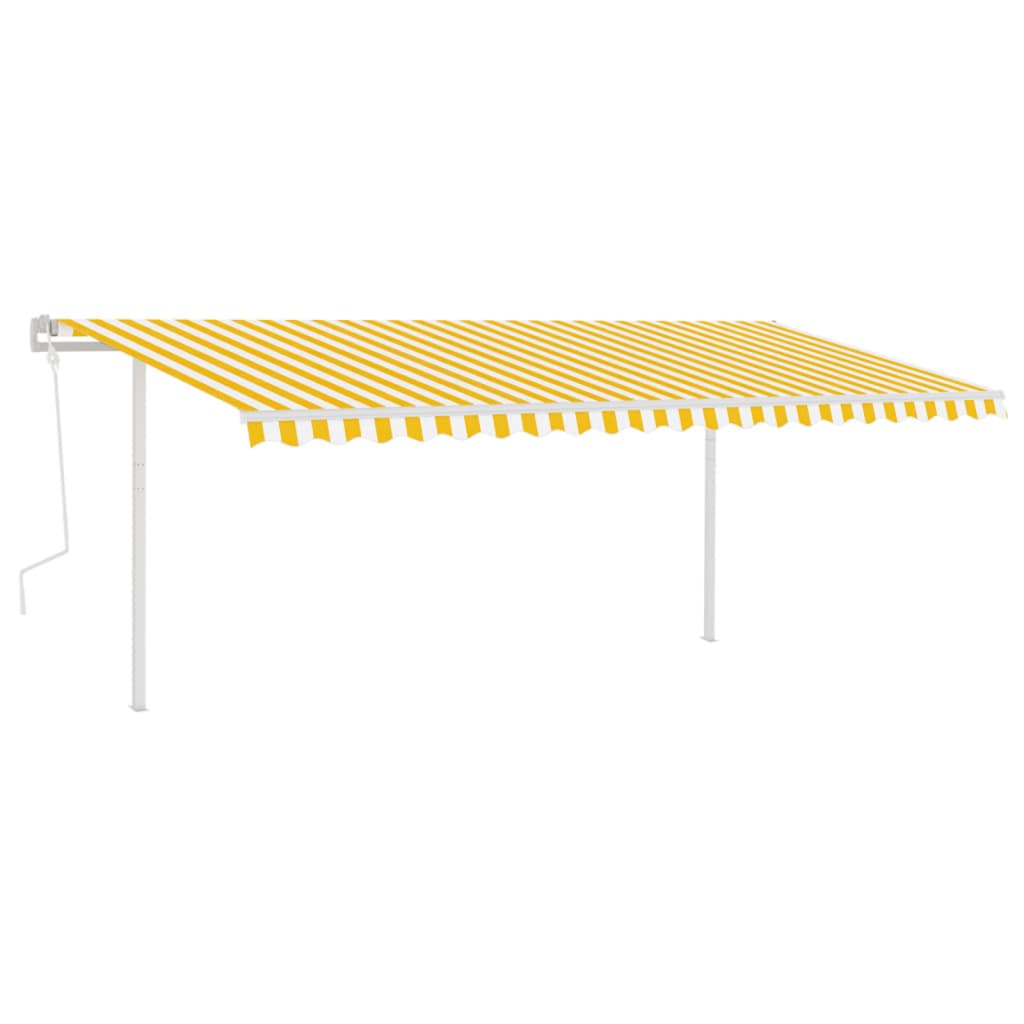 vidaXL Auvent Rétractable Manuellement avec LED 5x3 m Jaune et Blanc