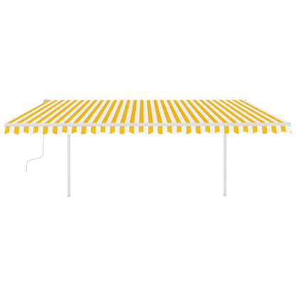 vidaXL Auvent Rétractable Manuellement avec LED 5x3 m Jaune et Blanc