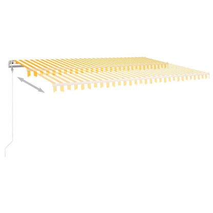 vidaXL Auvent Rétractable Manuellement avec LED 5x3 m Jaune et Blanc