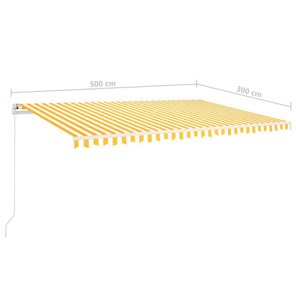 vidaXL Auvent Rétractable Manuellement avec LED 5x3 m Jaune et Blanc